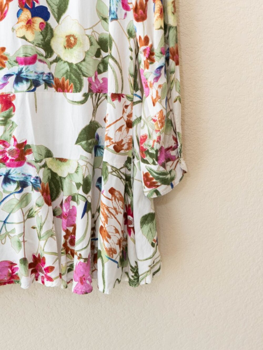 Grace Elements Floral Tunic Womens Medium Tiered Ruffle Hem Boho Rayon Blouse - Picture 14 of 14